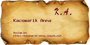 Kacsmarik Anna névjegykártya